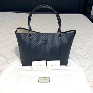 New Gucci Black Leather GG tote 👜